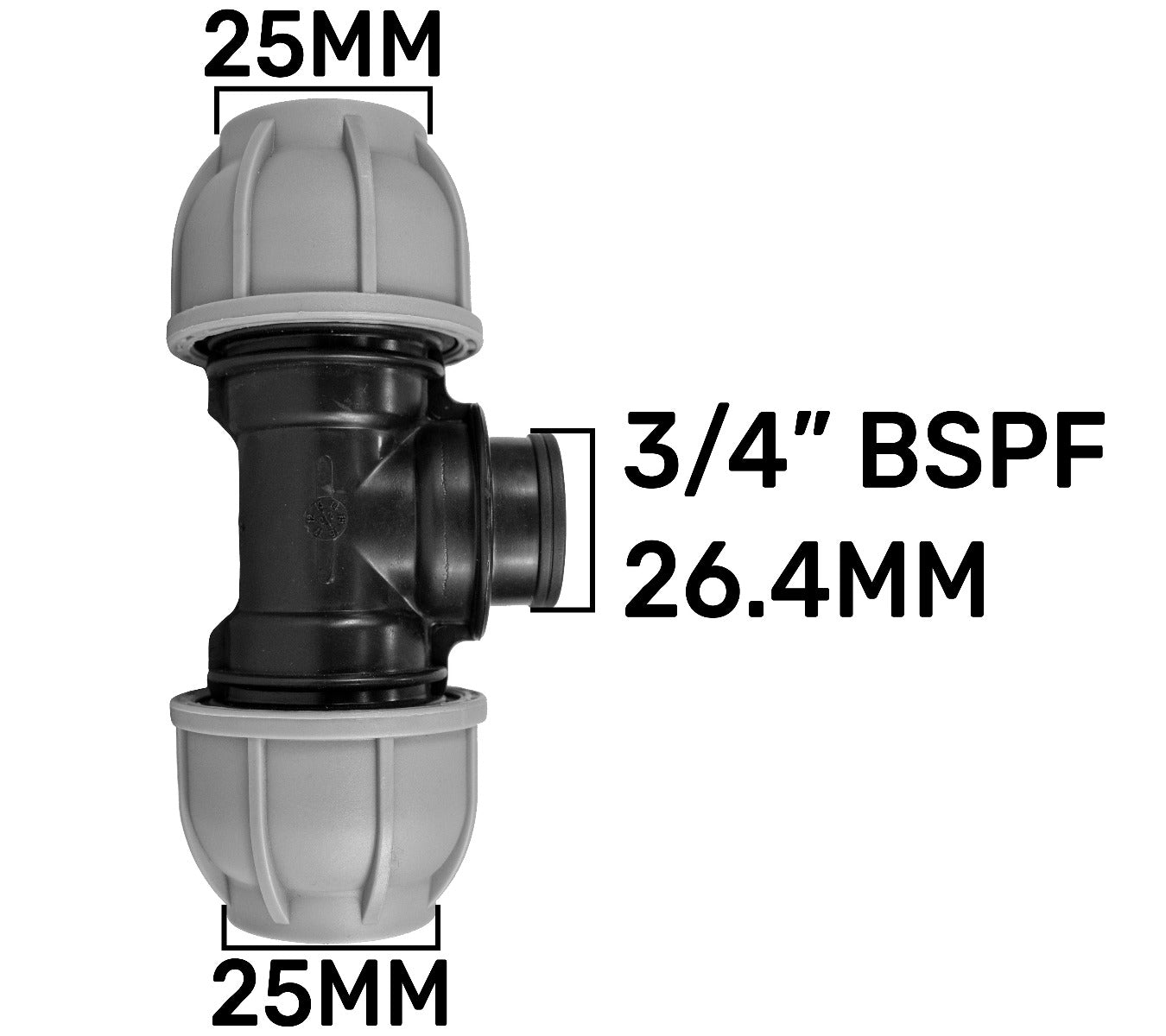 MDPE Tee 25mm and Lever Quick Connect Tap