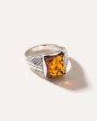 Heren solitaire ring met barnsteen