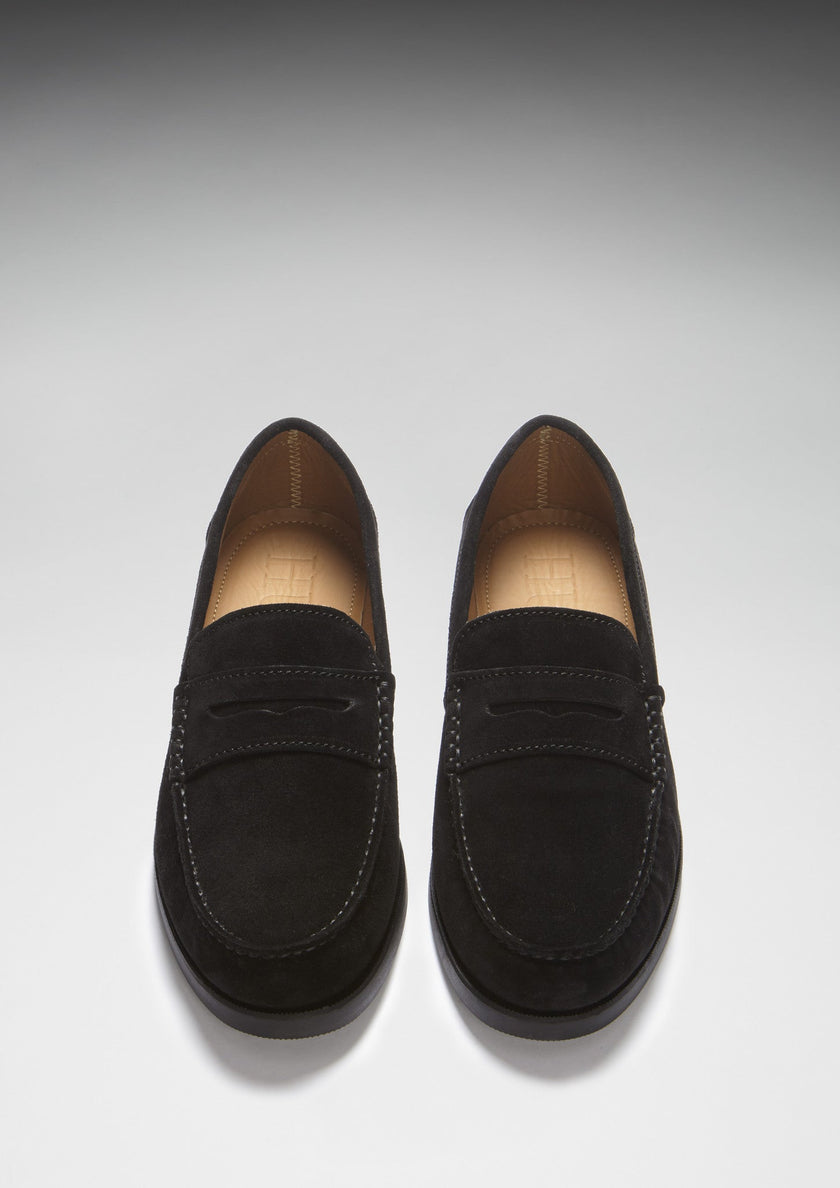 Boat Loafers, black suede