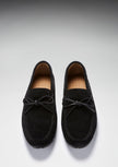 Tyre Sole Laced Driving Loafers, black suede
