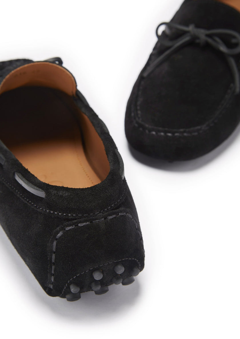 Laced Driving Loafers, black suede