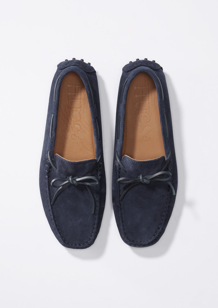 Laced Driving Loafers, navy blue suede
