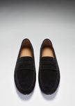Tyre Sole Penny Driving Loafers, black suede