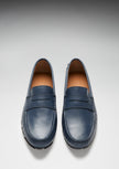 Tyre Sole Penny Driving Loafers, french navy leather