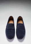 Tyre Sole Penny Driving Loafers, navy blue suede