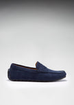 Tyre Sole Penny Driving Loafers, navy blue suede