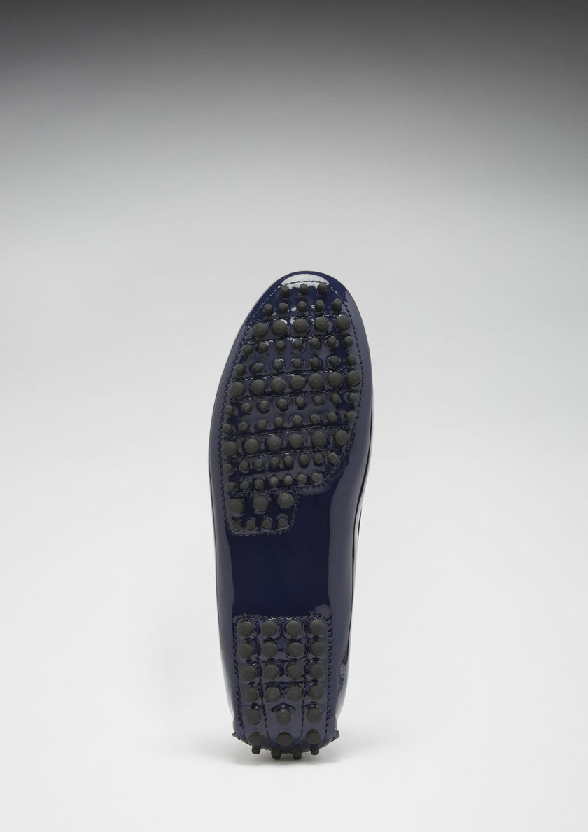 Penny Driving Loafers, navy blue patent leather