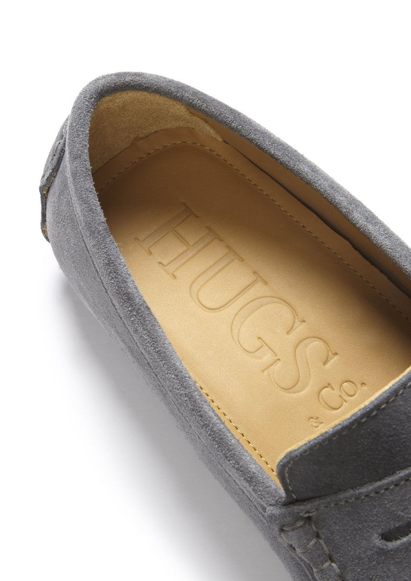 Penny Driving Loafers, slate grey suede