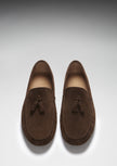 Tasselled Driving Loafers, brown suede