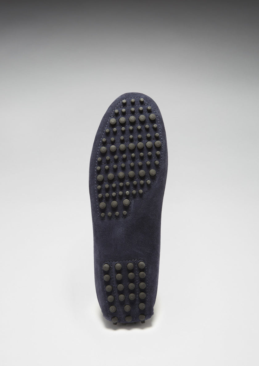 Tasselled Driving Loafers, navy blue suede