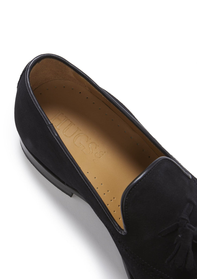 Black Suede Tasselled Brogues, Welted Leather Sole