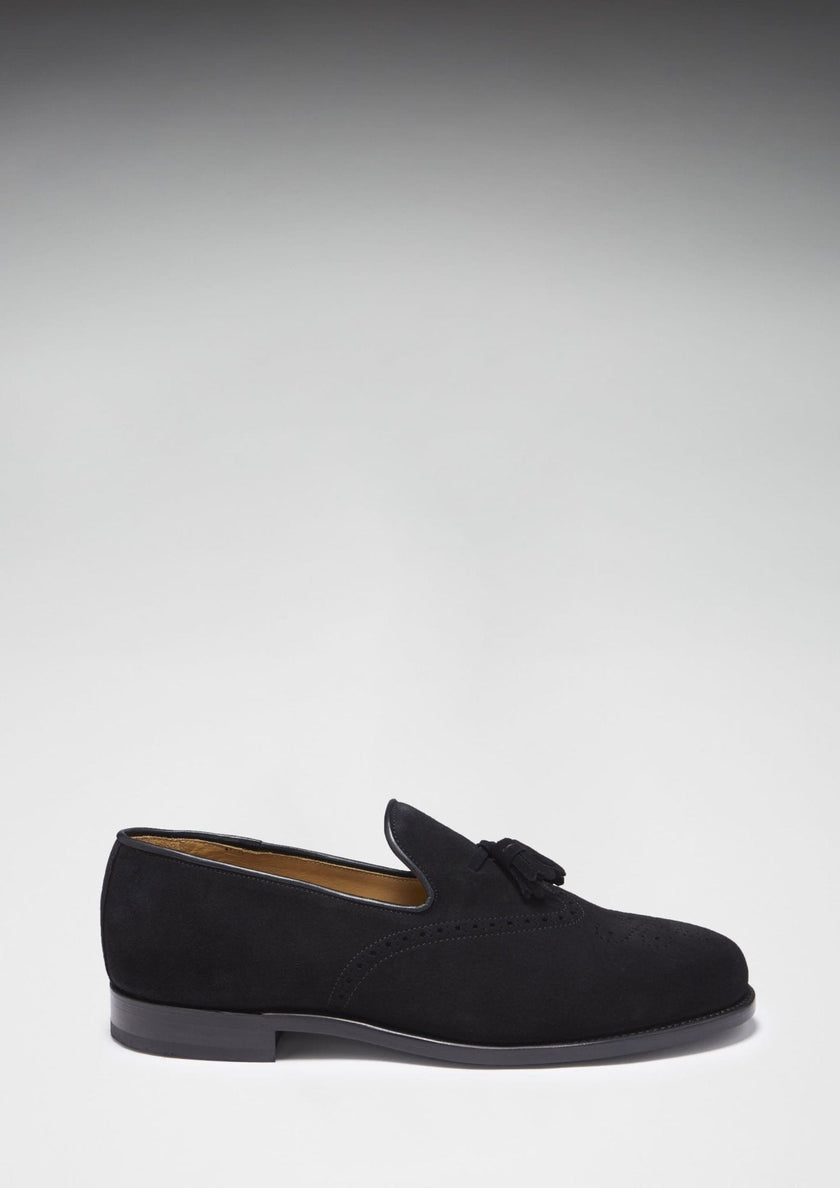 Black Suede Tasselled Brogues, Welted Leather Sole