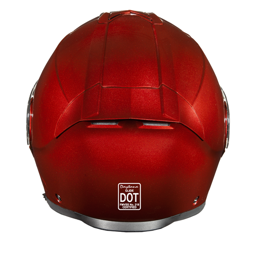 Daytona Glide Modular Motorcycle Helmet - DOT & ECE Approved, Bluetooth Ready, Dual Visor, Men/Women/Youth - Black Cherry