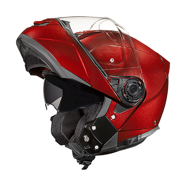 Daytona Glide Modular Motorcycle Helmet - DOT & ECE Approved, Bluetooth Ready, Dual Visor, Men/Women/Youth - Black Cherry