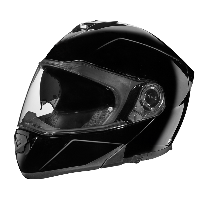 Daytona Glide Modular Motorcycle Helmet - DOT & ECE Approved, Bluetooth Ready, Dual Visor, Men/Women/Youth - Hi-Gloss Black