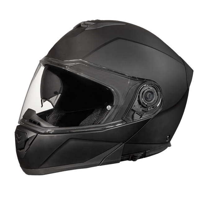 Daytona Glide Modular Motorcycle Helmet - DOT & ECE Approved, Bluetooth Ready, Dual Visor, Men/Women/Youth - Dull Black