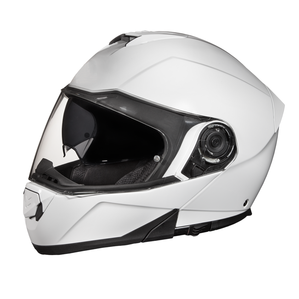 Daytona Glide Modular Motorcycle Helmet - DOT & ECE Approved, Bluetooth Ready, Dual Visor, Men/Women/Youth - Hi-Gloss White