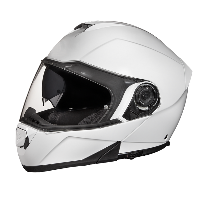 Daytona Glide Modular Motorradhelm - DOT & ECE geprüft, Bluetooth-fähig, Doppelvisier, Herren/Damen/Jugend - Hochglanz Weiß