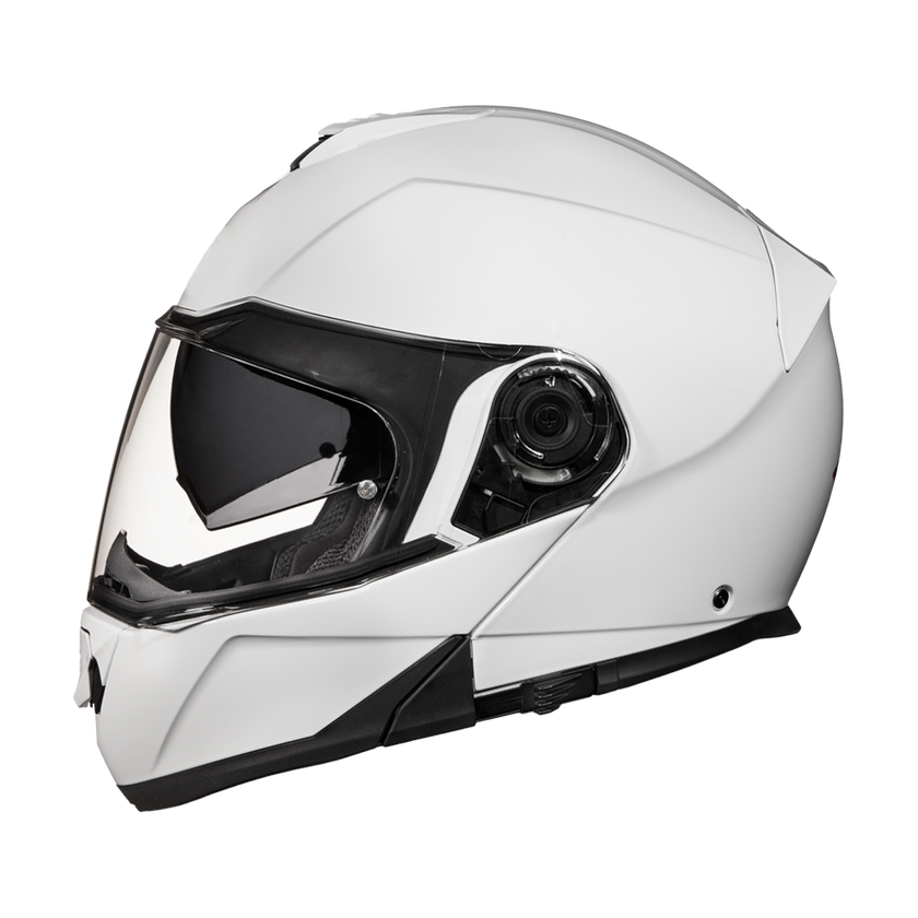 Daytona Glide Modular Motorcycle Helmet - DOT & ECE Approved, Bluetooth Ready, Dual Visor, Men/Women/Youth - Hi-Gloss White