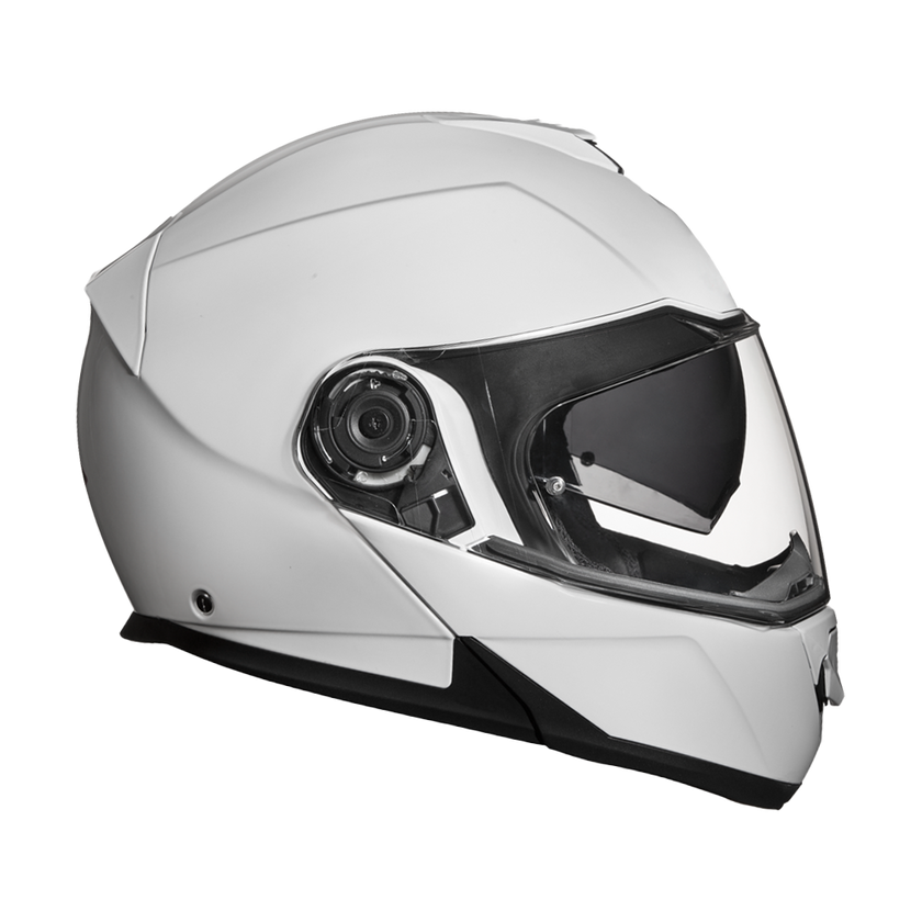 Daytona Glide Modular Motorcycle Helmet - DOT & ECE Approved, Bluetooth Ready, Dual Visor, Men/Women/Youth - Hi-Gloss White