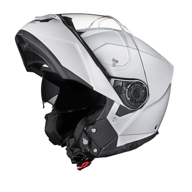 Daytona Glide Modular Motorradhelm - DOT & ECE geprüft, Bluetooth-fähig, Doppelvisier, Herren/Damen/Jugend - Hochglanz Weiß
