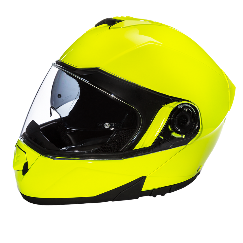 Daytona Glide Modular Motorcycle Helmet - DOT & ECE Approved, Bluetooth Ready, Dual Visor, Men/Women/Youth - Fluorescent Yellow