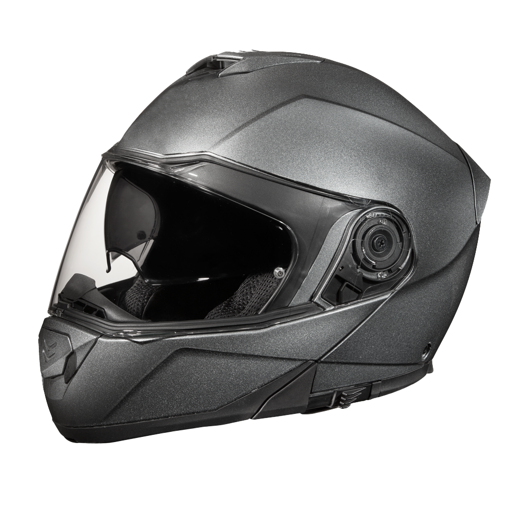 Daytona Glide Modular Motorcycle Helmet - DOT & ECE Approved, Bluetooth Ready, Dual Visor, Men/Women/Youth - Gun Metal Grey Metallic