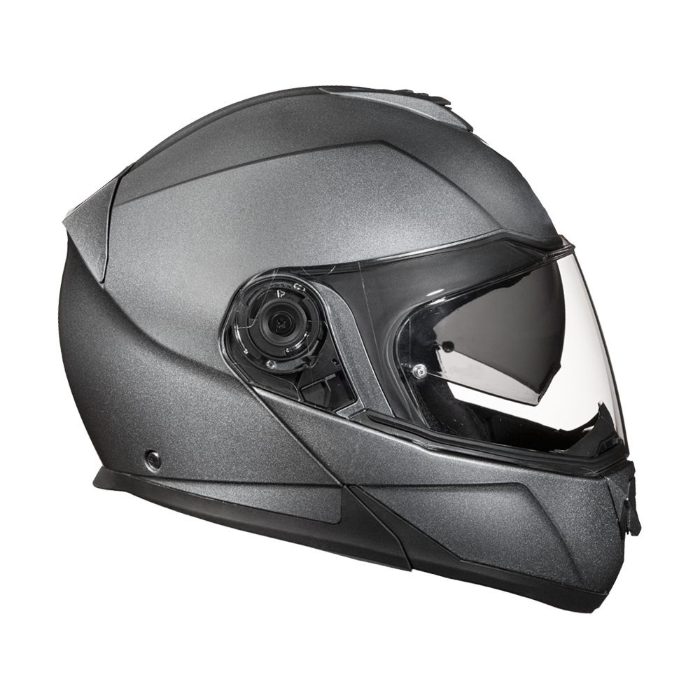 Daytona Glide Modular Motorcycle Helmet - DOT & ECE Approved, Bluetooth Ready, Dual Visor, Men/Women/Youth - Gun Metal Grey Metallic