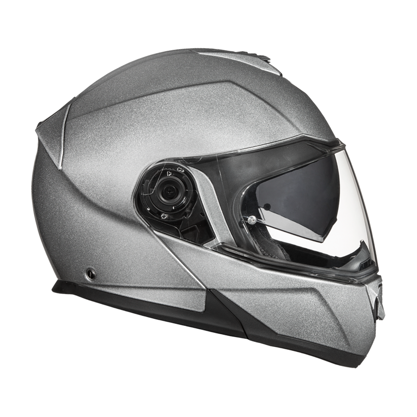 Daytona Glide Modular Motorcycle Helmet - DOT & ECE Approved, Bluetooth Ready, Dual Visor, Men/Women/Youth- Silver Metallic