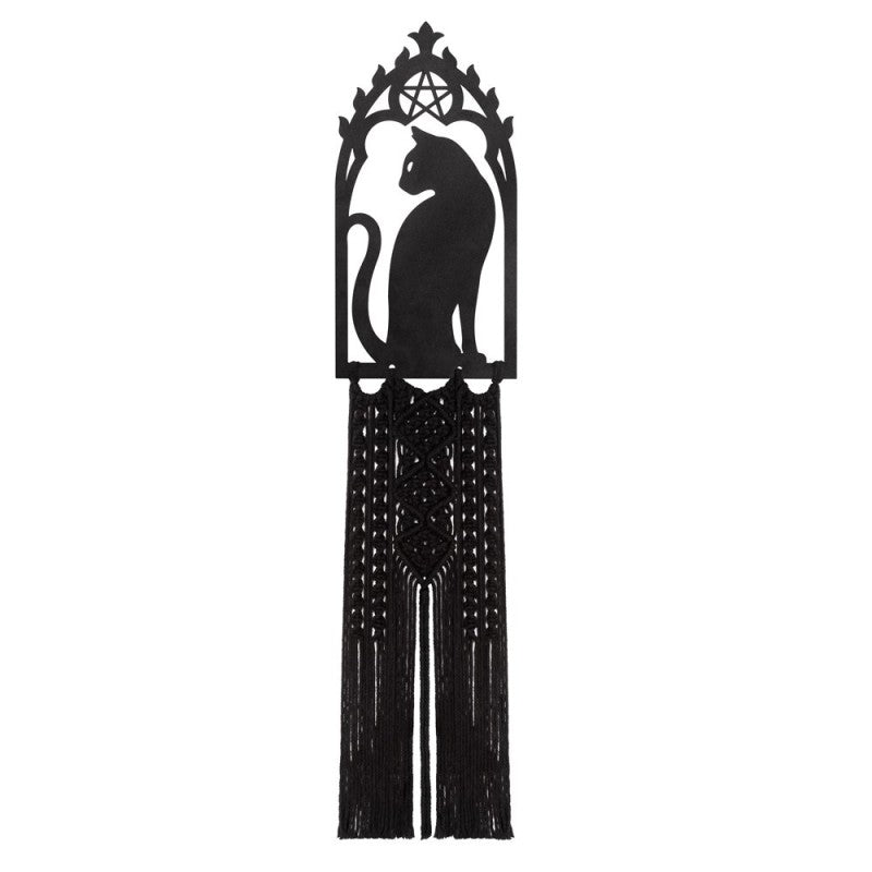 Black Cat Wall Hanging Gothic Macrame Décor
