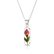 Miniature Rose Oval Pendant Necklace