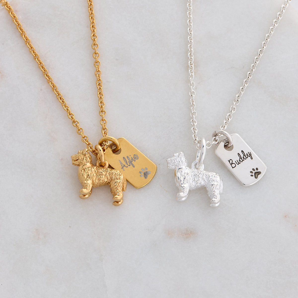 Miniature Schauzer Personalised Silver Dog Tag Necklace