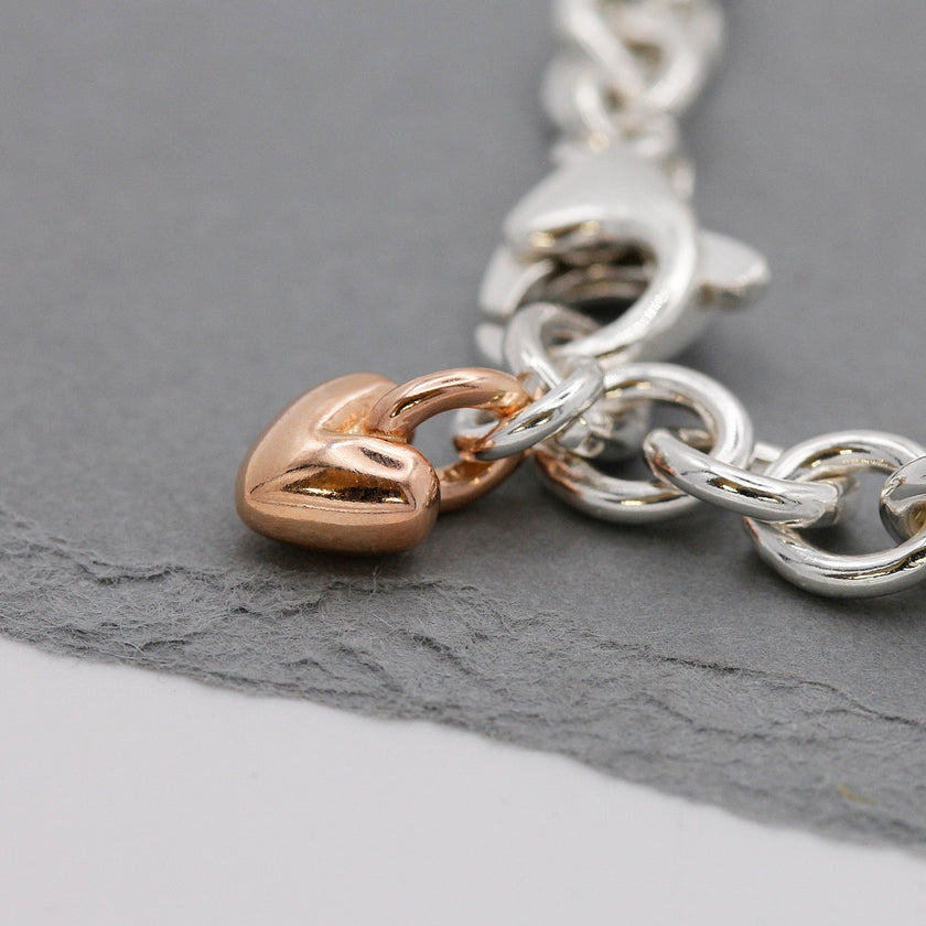 Mini Lifetime Rose Gold Heart Charm Bracelet