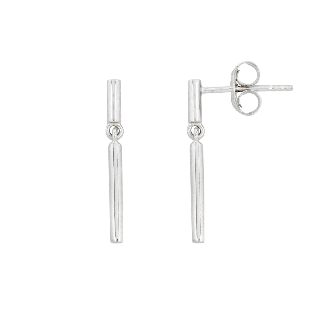 Pendientes de tachuela de barra de plata minimalistas y delicados