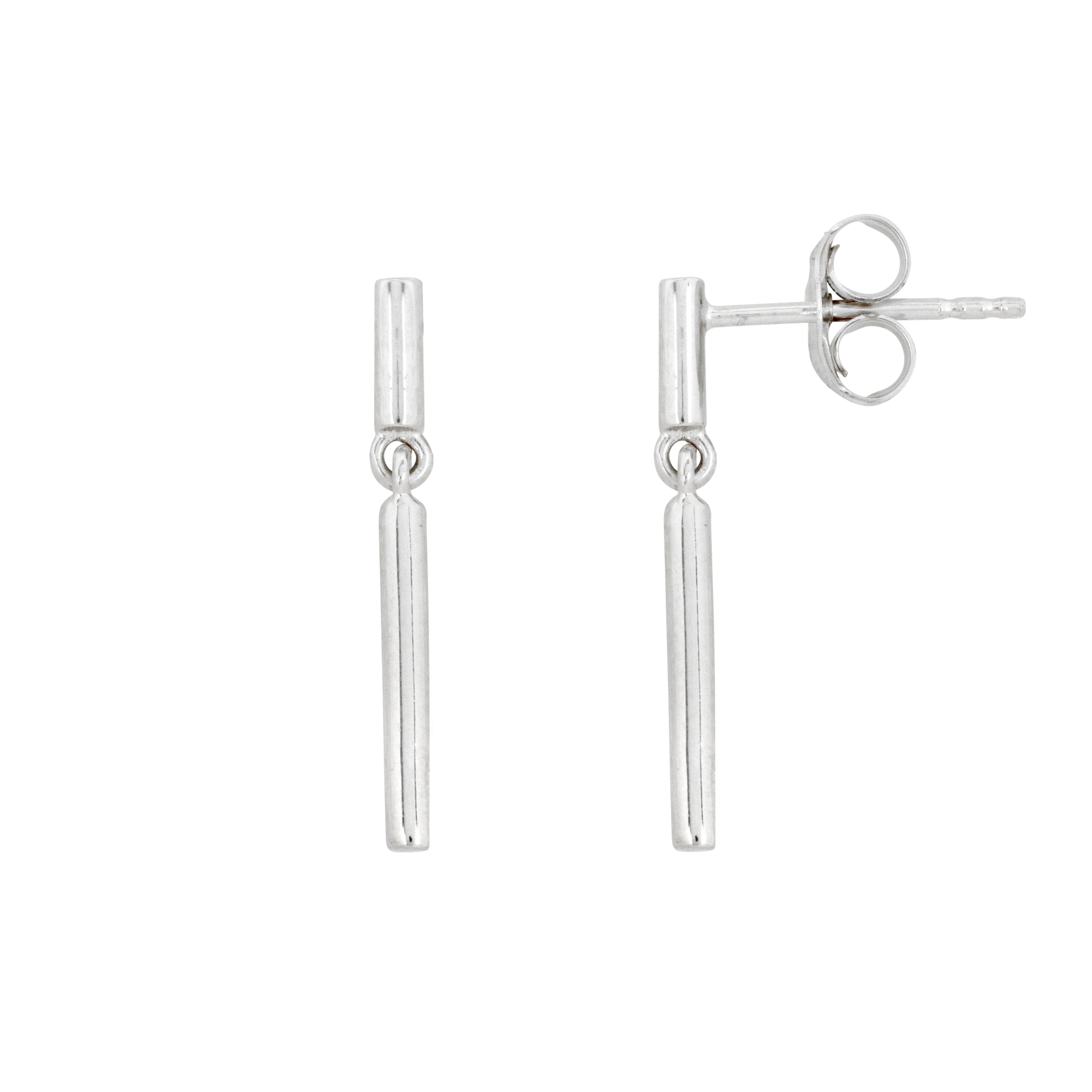 Pendientes de tachuela de barra de plata minimalistas y delicados