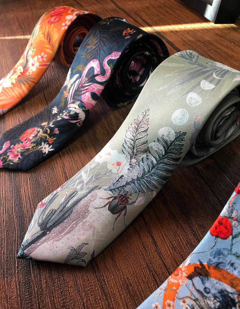 Sage Green Silk Tie, 'Mirage' Men's Luxury Tie in Sage Green
