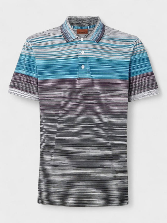 Polo Missoni de manga corta con tinte espacial azul