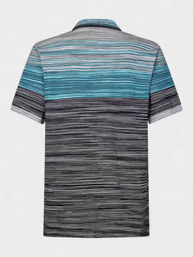 Polo Missoni de manga corta con tinte espacial azul