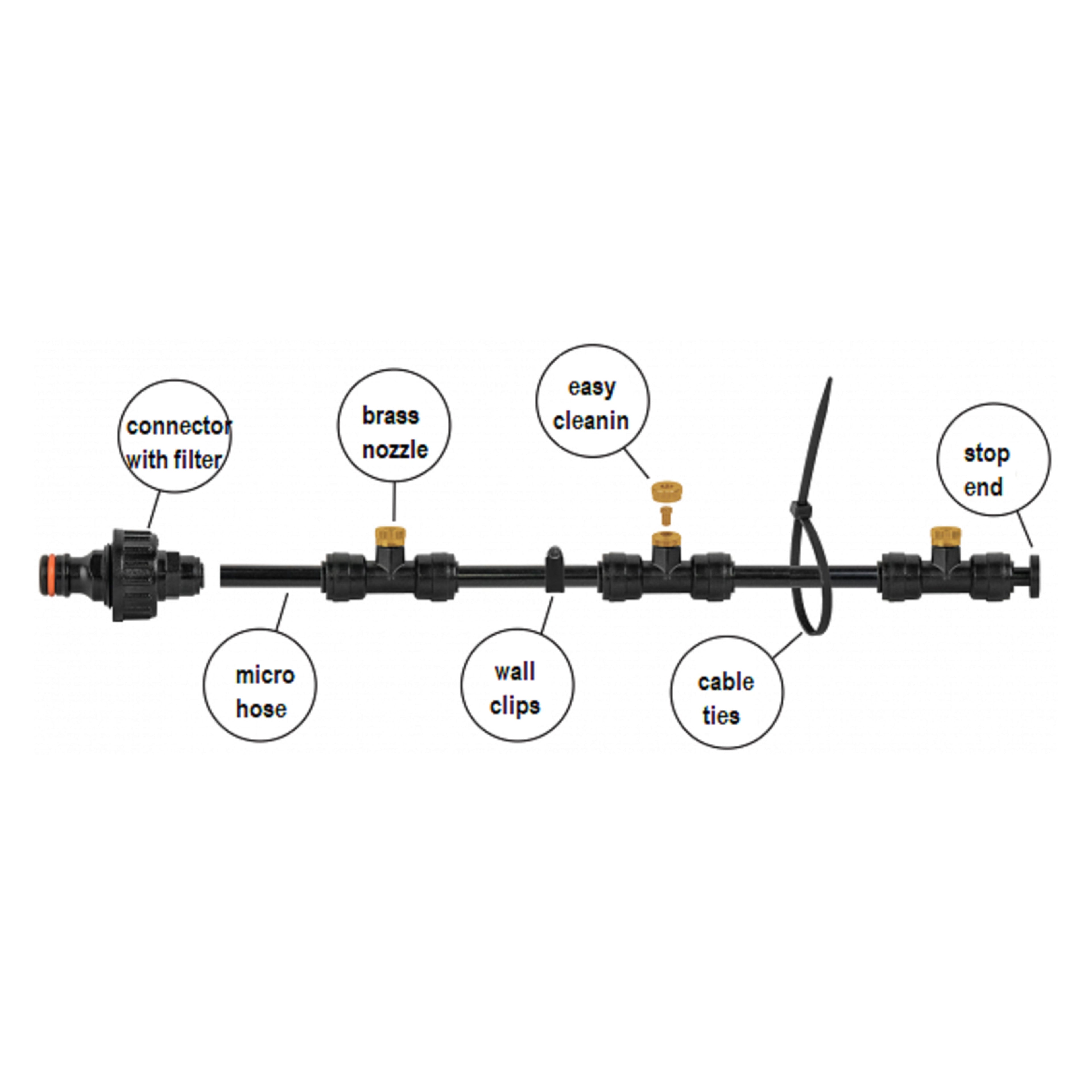 Garden Water Mist Kit, Black/Orange, 7.5m