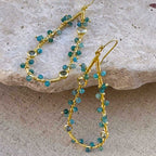 Hydra Large Teardrop Wire-Wrapped Gemstone Earrings Iolite, Blue Topaz & Apatite