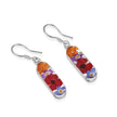 Mixed Flower & Poppy Vertical Bar Drop Earrings