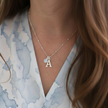 June Birthstone Necklace with Initial Charm – Moonstone Gift for Her