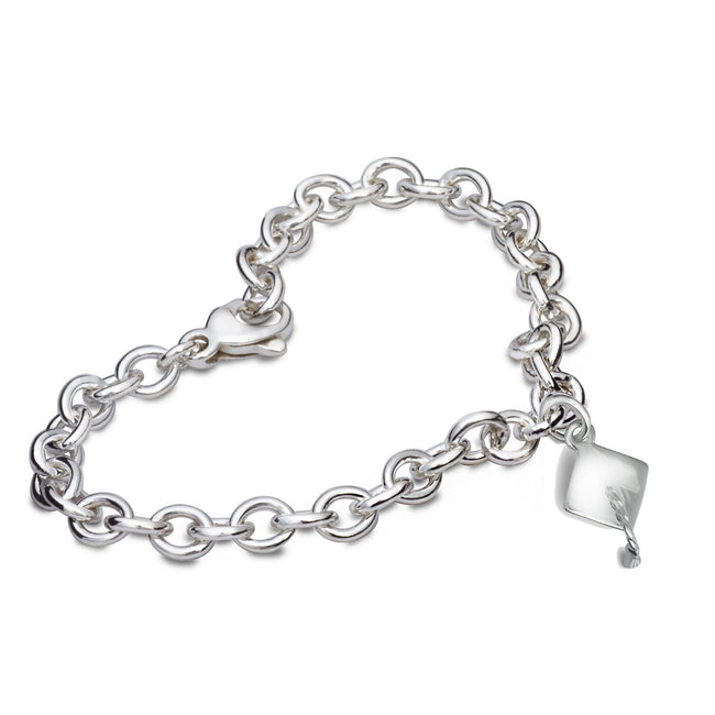 Mortar Board Personalised Silver Charm Bracelet