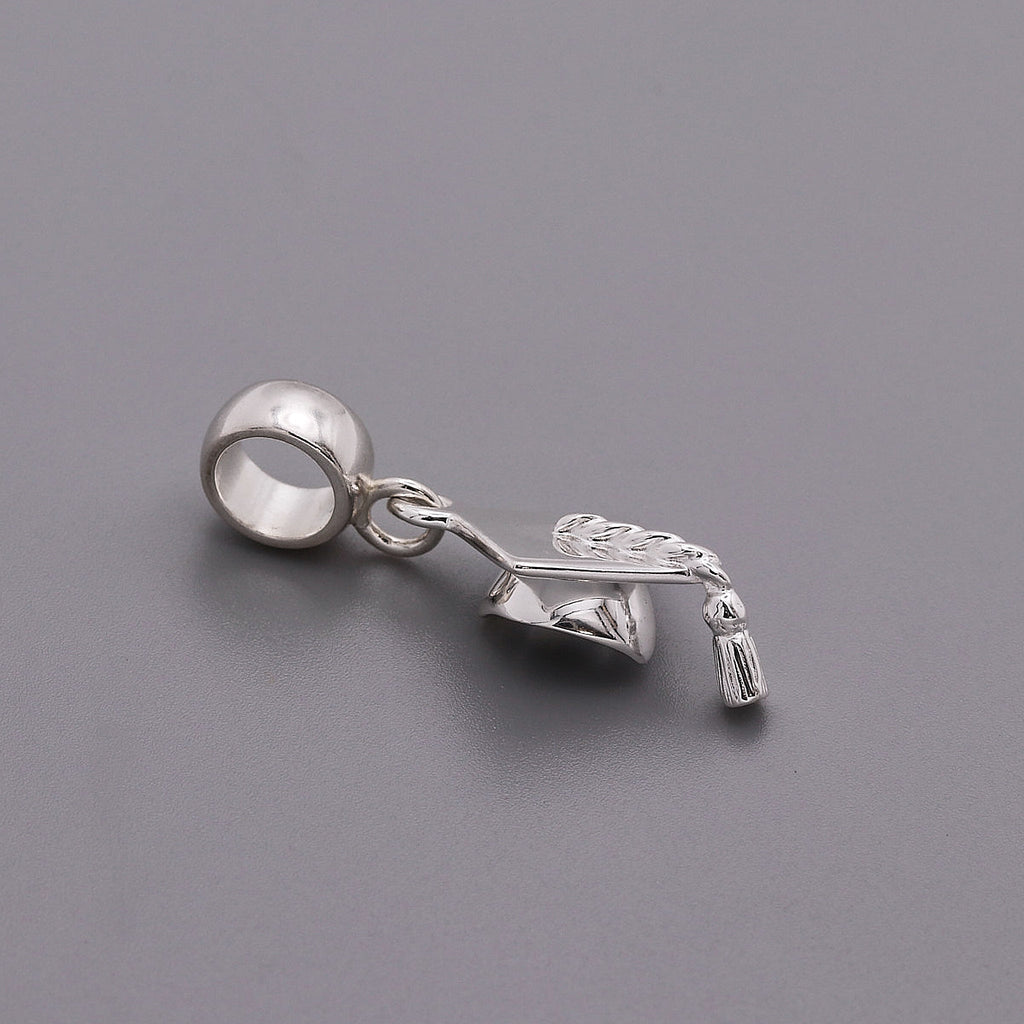 Mortar Board Graduation Cap Personalised Silver Charm