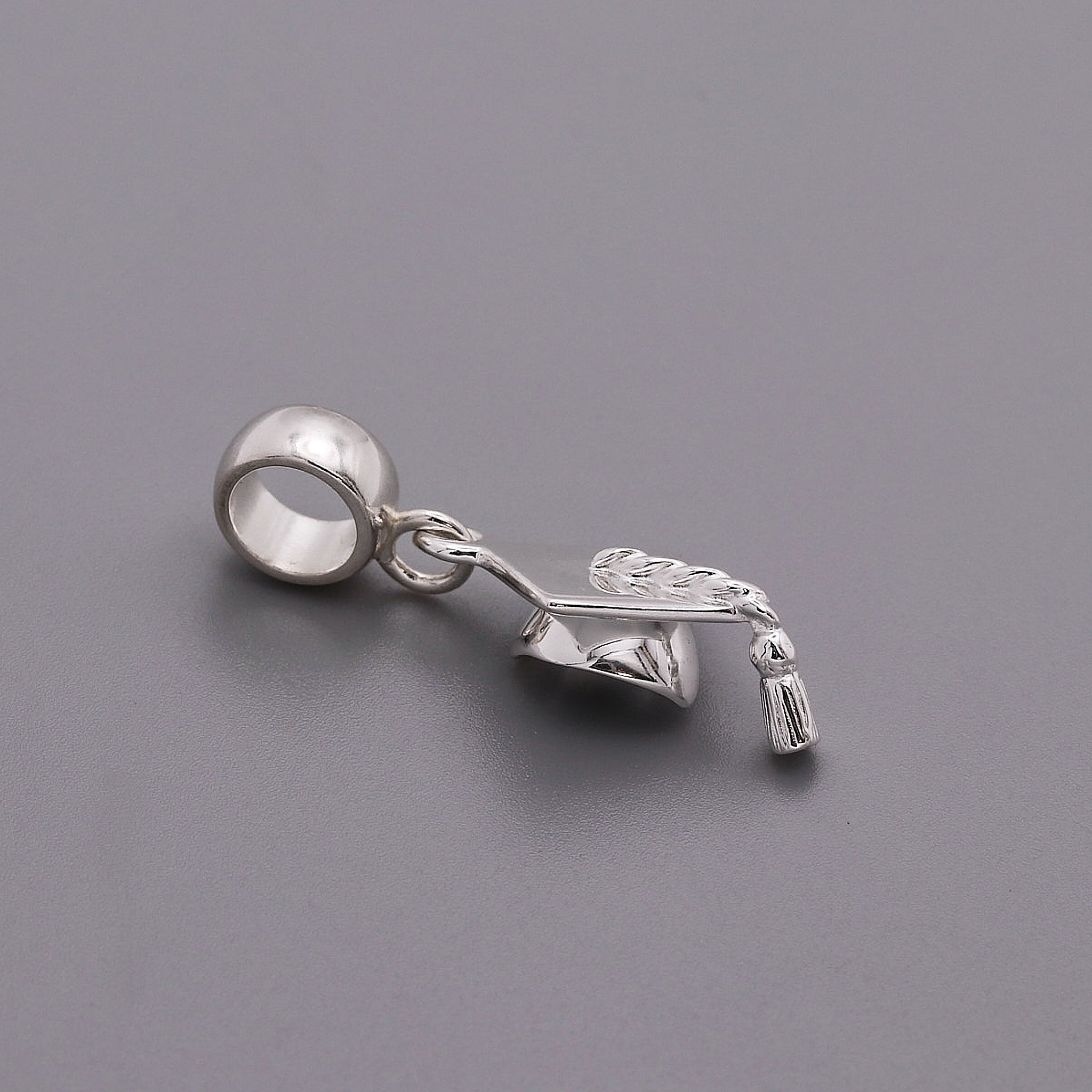 Mortar Board Graduation Cap Personalised Silver Charm