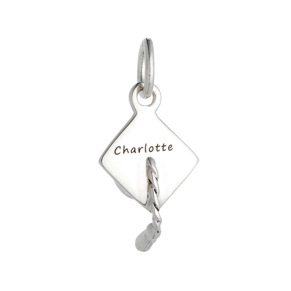Mortar Board Graduation Cap Personalised Silver Charm