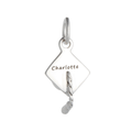 Mortar Board Graduation Cap Personalised Silver Charm
