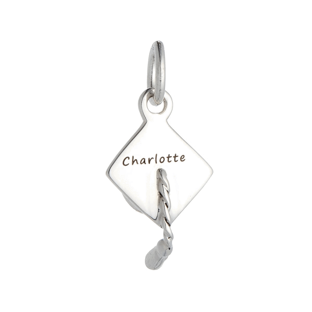 Mortar Board Graduation Cap Personalised Silver Charm