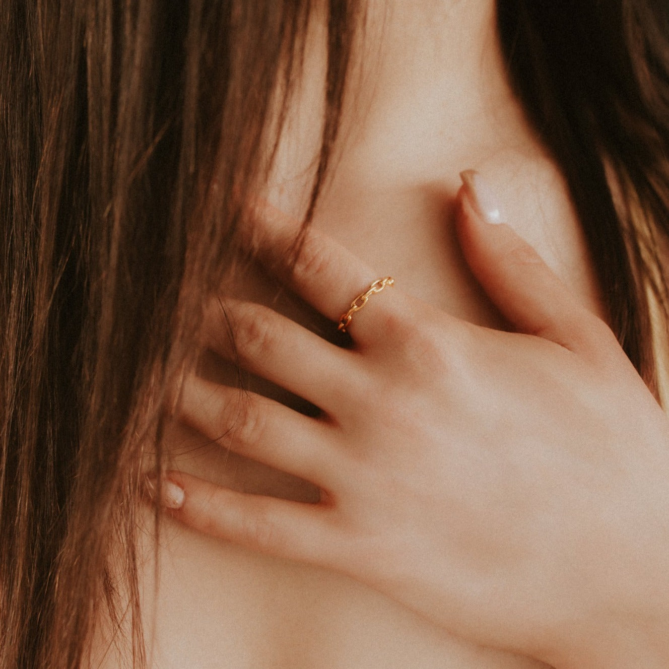 Chained Up Gold Plain Chain Ring