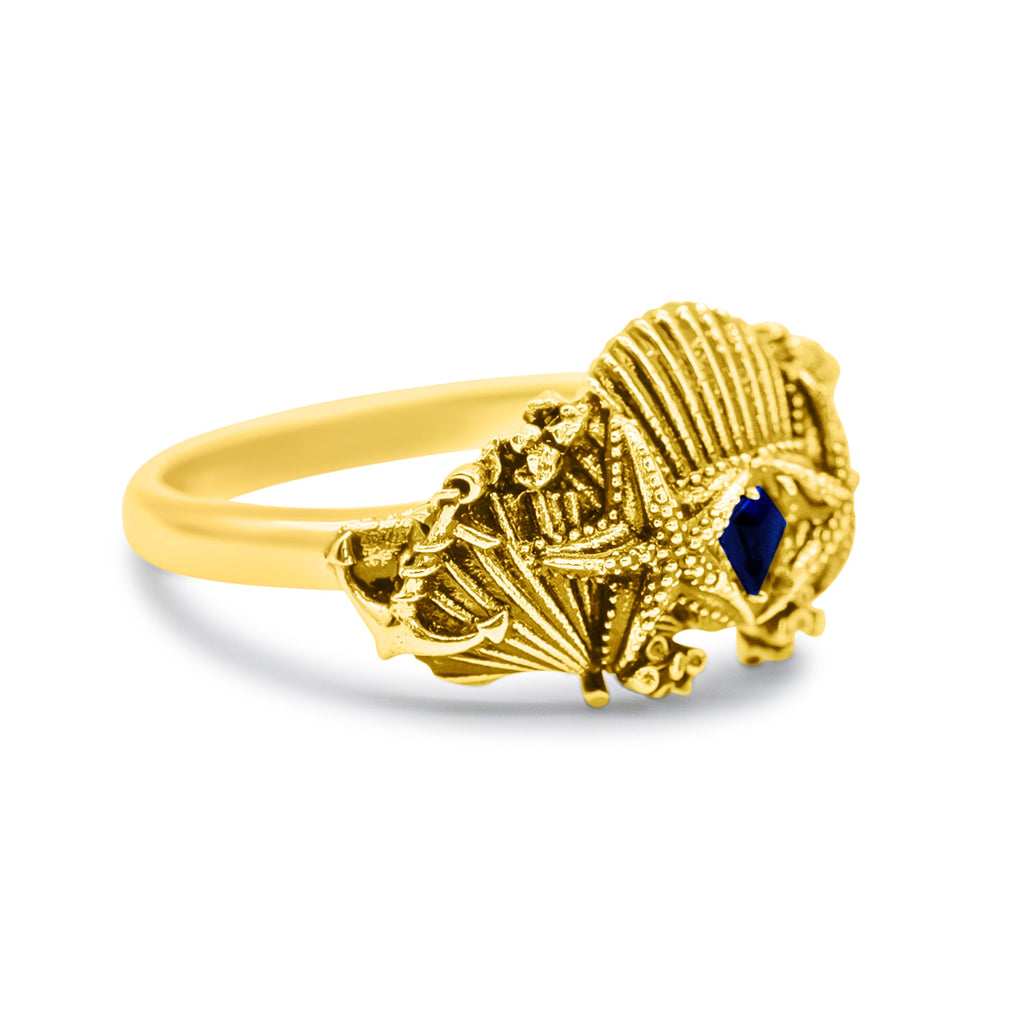 Sovereign Of The Sea Blue Stone Gold Ring